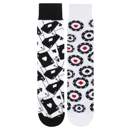 Balenzia special edition poker crew length socks for men- black,white (free size)(pack of 2 pairs/1u)