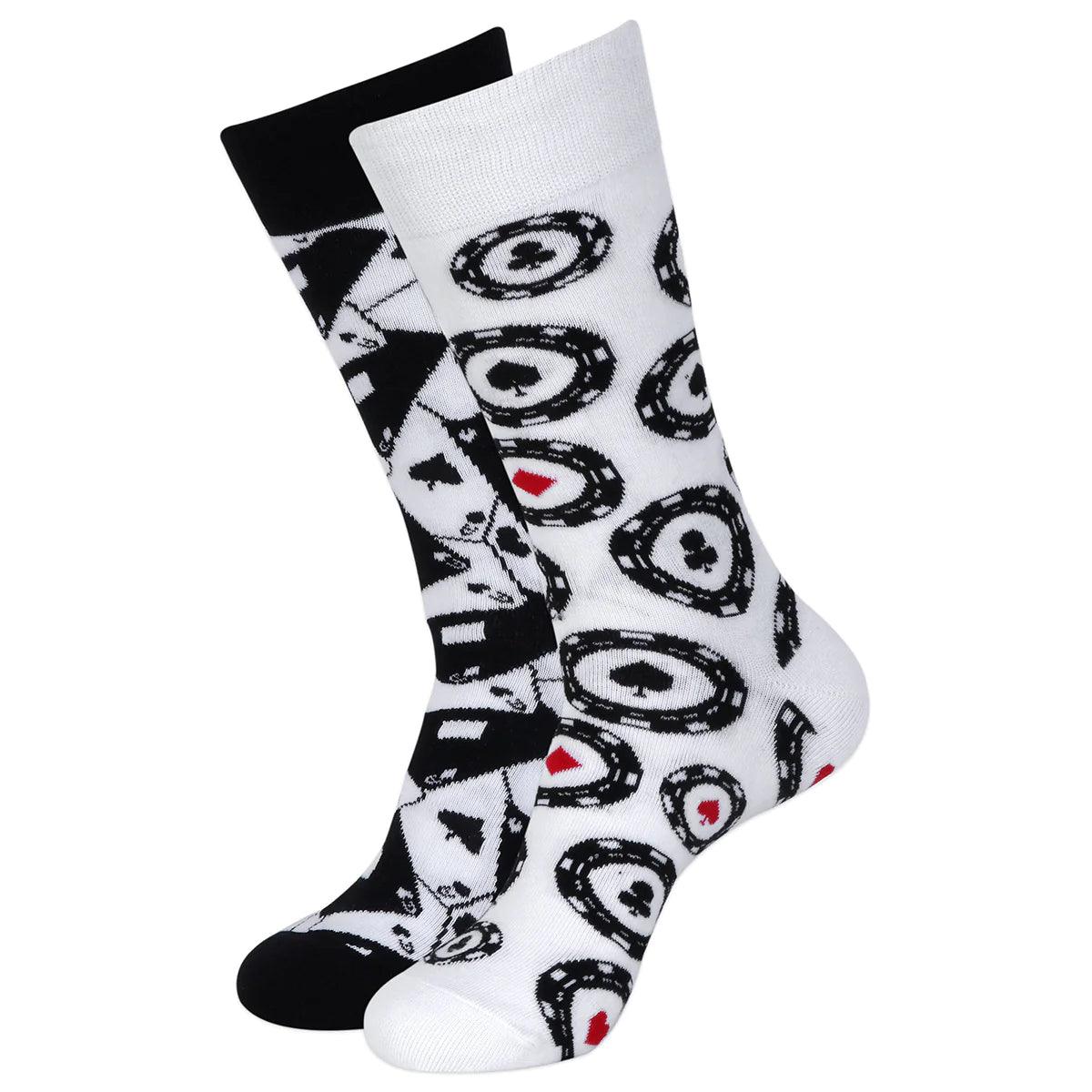 Balenzia special edition poker crew length socks for men- black,white (free size)(pack of 2 pairs/1u)