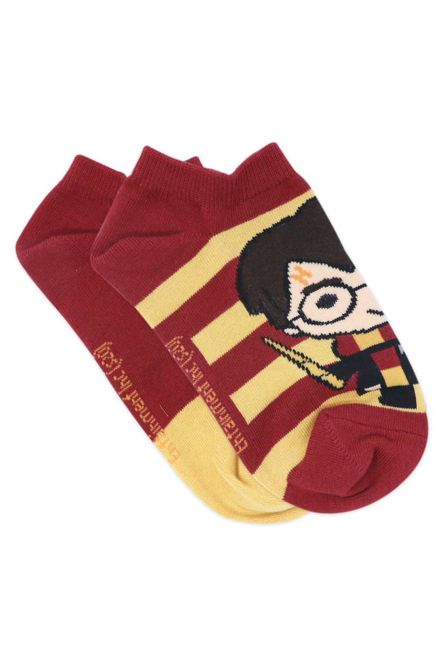 Balenzia x harry potter chibi stripes & colour block lowcut socks for women (pack of 2 pairs/1u)- red & yellow