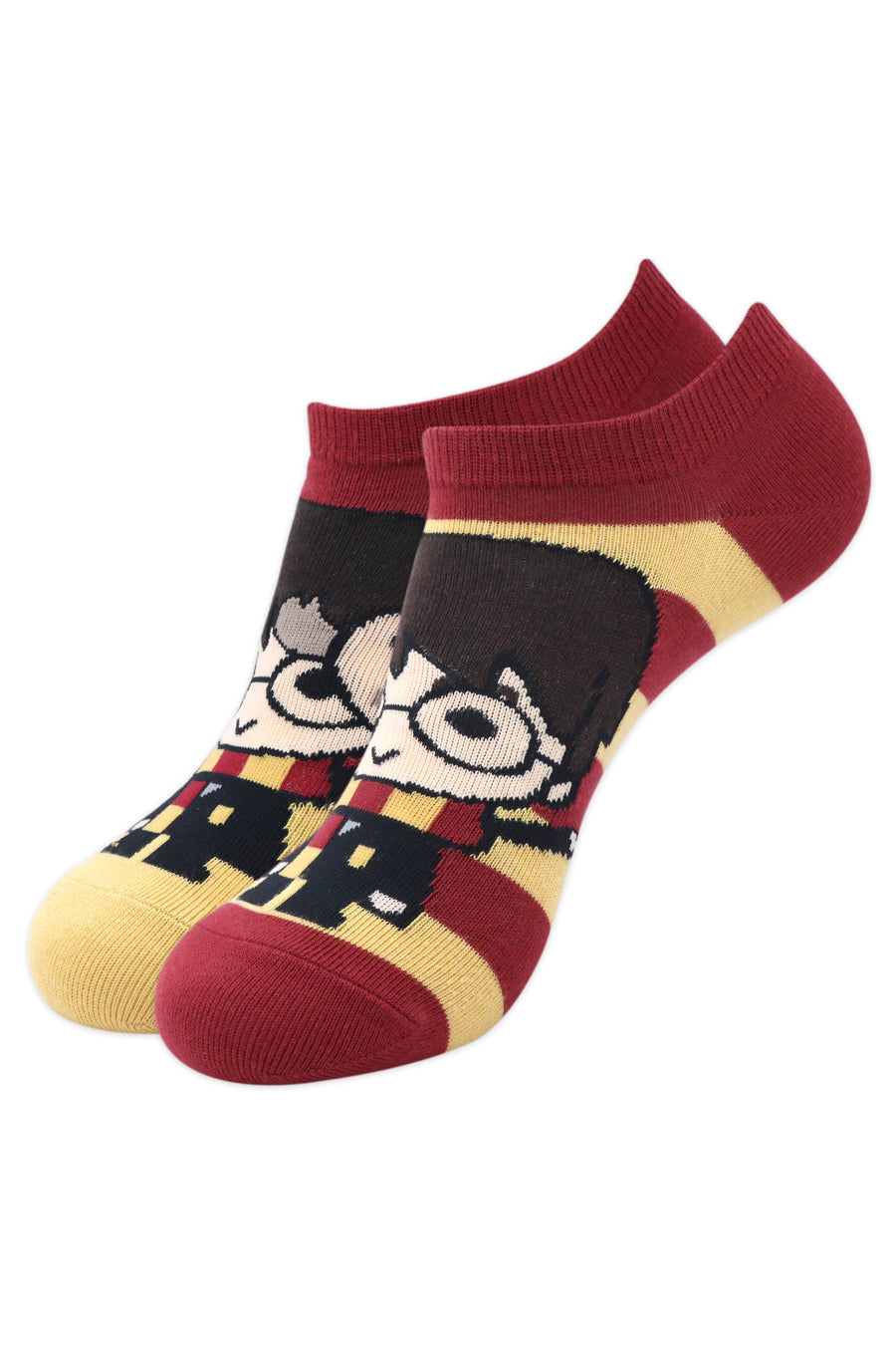 Balenzia x harry potter chibi stripes & colour block lowcut socks for women (pack of 2 pairs/1u)- red & yellow