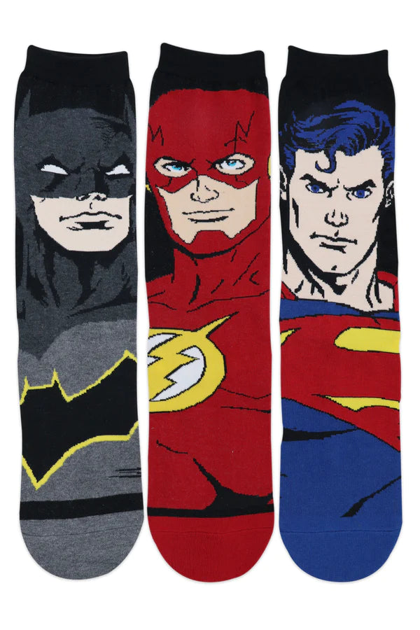 Justice league men's character socks - superman, batman, flash - special edition-(pack of 3 pairs/1u)