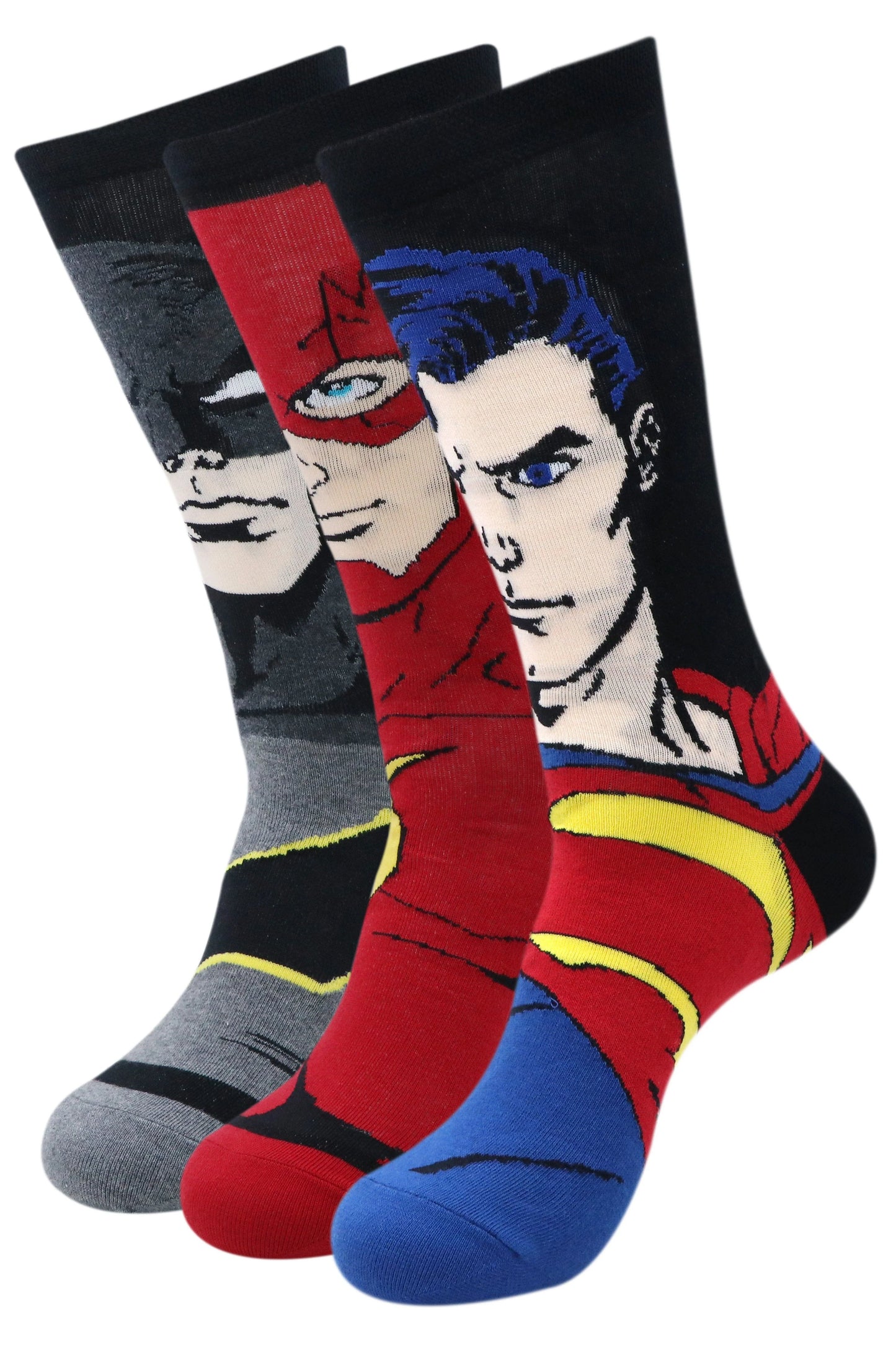 Justice league men's character socks - superman, batman, flash - special edition-(pack of 3 pairs/1u)