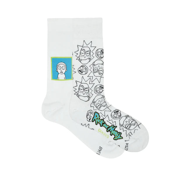 Rick and morty cotton crew socks for men (pack of 2) (free size) (white)